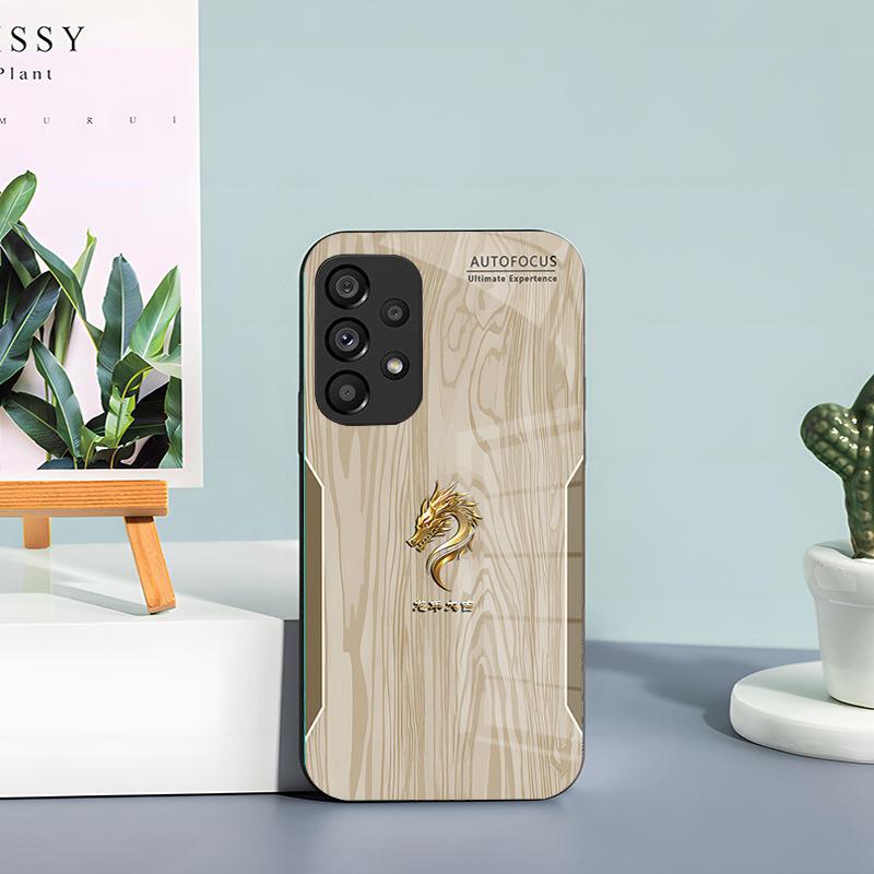 Год Дракона Удачи Samsung S8 S22 Стекло Полное Покрытие и Чехол в Китайском Стиле S8 S10 Противоударный