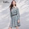 Женское клетчатое хлопковое платье-рубашка Betu в винтажном стиле