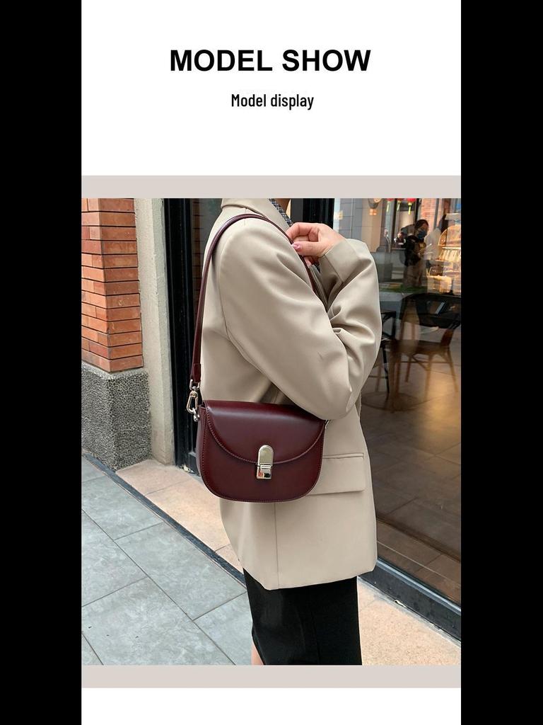 2024 Осень/Зима Женская модная полукруглая сумка через плечо из мягкой кожи с широким ремешком