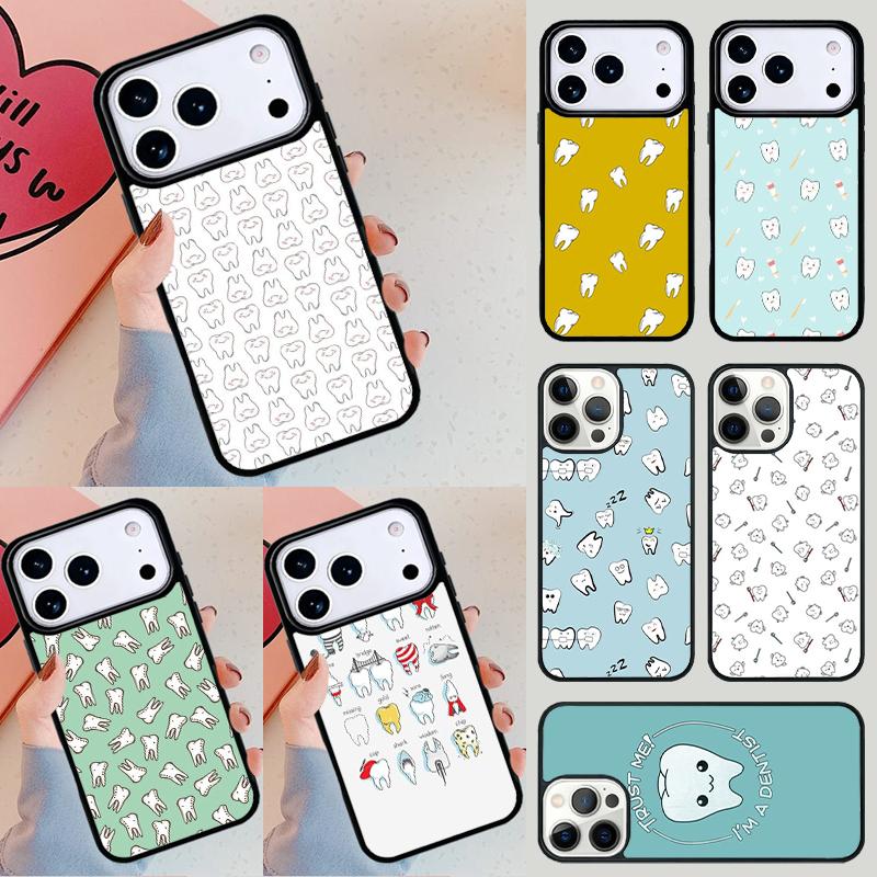 Милый чехол для телефона с зубами и дантистом Для iPhone 17 Air 14 15 13 12 Max Чехол Для Apple 14 15 16 16e 11 Pro Max Plus