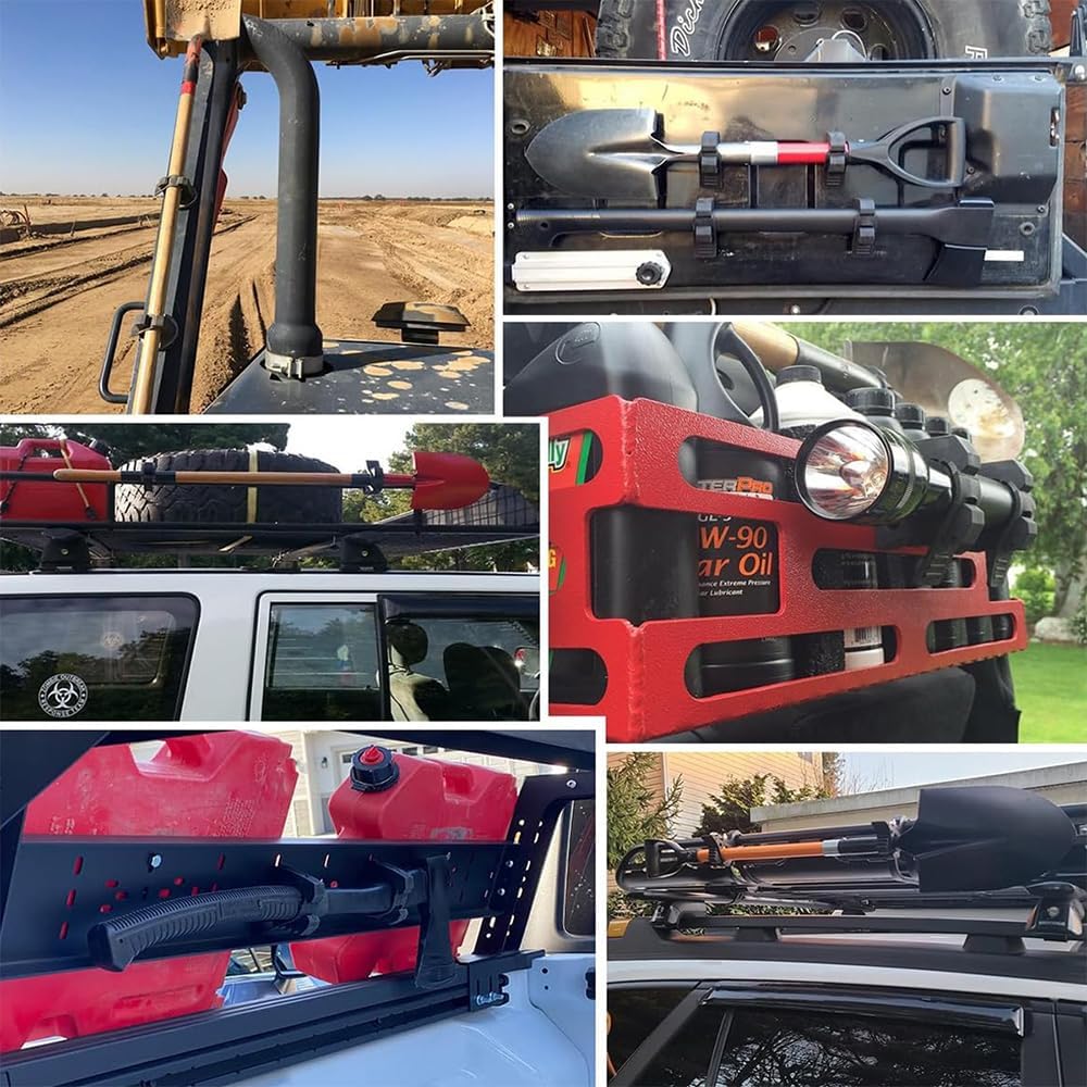 4 Pcs Quick-Release Rubber Clamps, Adjustable Mount Brackets for 1-1/5” to 1-4/7” Diameter Tools Fit for Trucks UTV ATV for Offroad 4X4 Parts