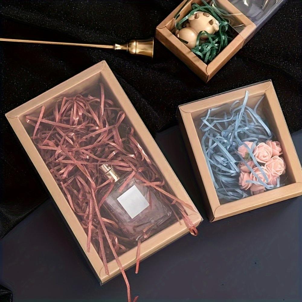 8 шт. выдвижных подарочных коробок, простые однотонные коробки из крафт-бумаги с окошком, праздничная упаковка для небольших подарков, коробки-ящики, подарочные коробки на день рождения, подарки невесте