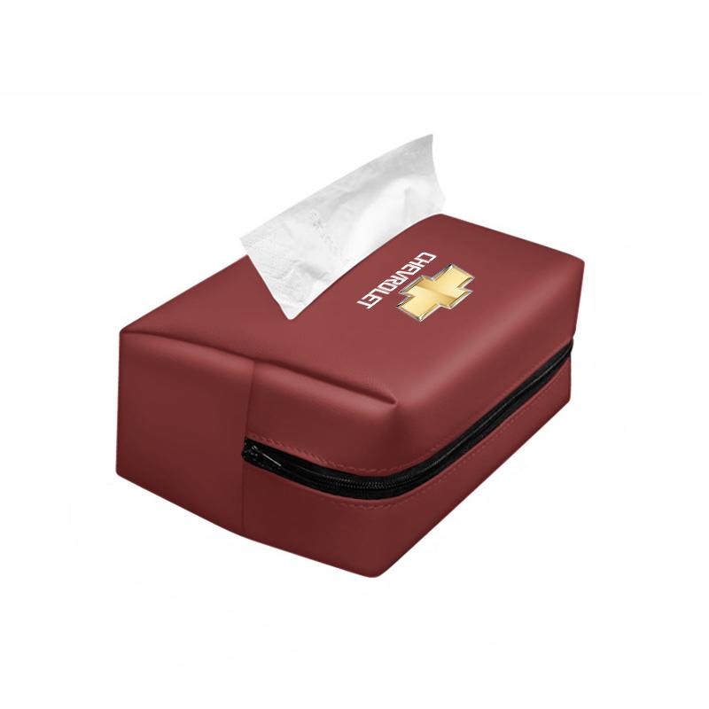 PU Leather Car Tissue Box Holder Interior Accessories Tire Valve For Chevrolet Spark Captiva Cruze Malibu Equinox Trax Camaro