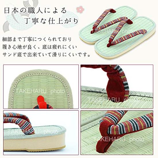 Takeharu Гэта Сделано из Сделано из татами Рогоз Резина Индиго Краска Женские Сандалии, Япония, Маты, Трава, Подошва, Средний, Овальный,