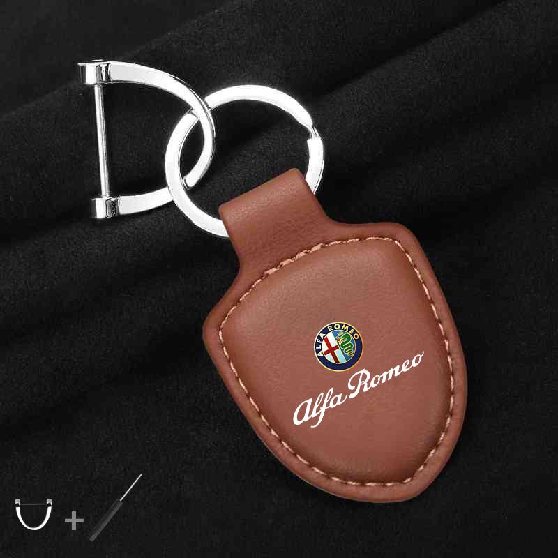 CQSUV1 Leather Car Keychain Key Ring For Alfa Romeo 159 156 147 Mito Giulia Giulietta Tonale Stelvio 8C Volante Accessories