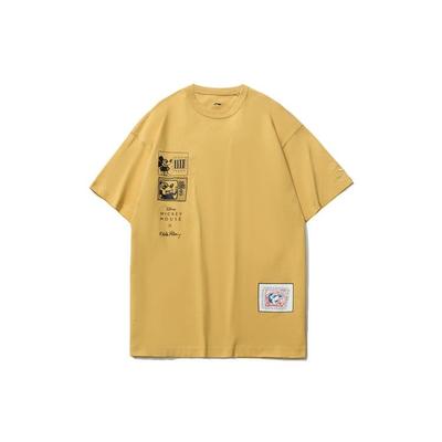 Спортивная футболка свободного кроя с короткими рукавами и принтом Mickey X Keith Haring Collection, совместный бренд X Disney, мужские топы светло-охристо-желтого цвета AHSR501-3