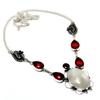 Rainbow Moonstone Garnet Gemstone 925 Silver Plated Jewelry Necklace 18"