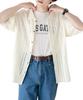 WEGO Mesh Knit Short Sleeve Loose Oversized Size M Men's Shirt, Top, Fit, Silhouette, Spring/Summer/Autumn, Off-White,