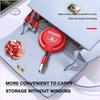 3in1 Retractable Fast Charge Data Cable USB Android Type-C IPhone for Toyota Trd GR Corolla Yaris Chr Auris RAV4 Land Cruiser Camry Highlander