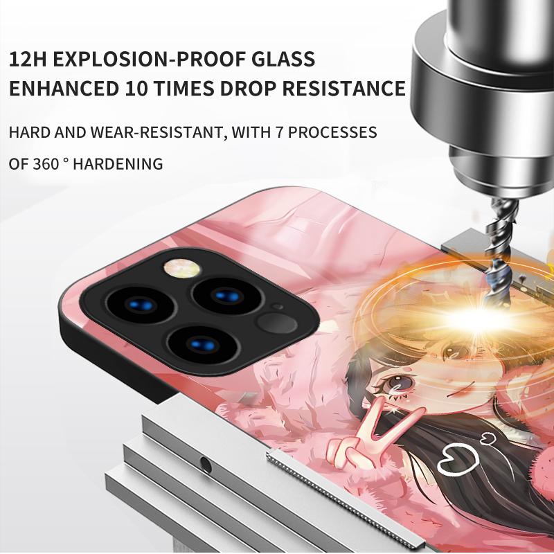 Закаленный стеклянный корпус, милый, милый, с рисунком девушки, защитный чехол, мягкий чехол для Xiaomi Redmi