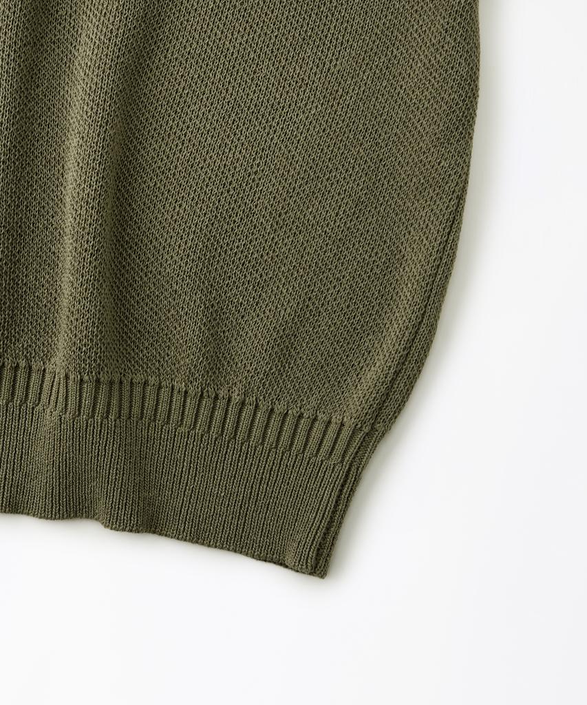 OUTSTANDING Linen Fisherman Crew Neck Knit_L.Green