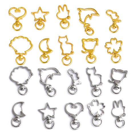 High Quality Swivel Lobster Clasp Snap Hook Wing Neko Heart Star Moon Cherry Blossom Shape Keychain Jewelry Findings Car Keyring