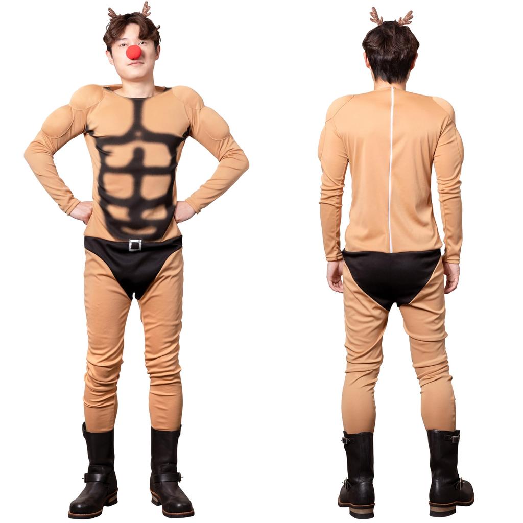 Косплей Рождественский мускулистый олень Коричневый [Прозрачный камень] Мужской