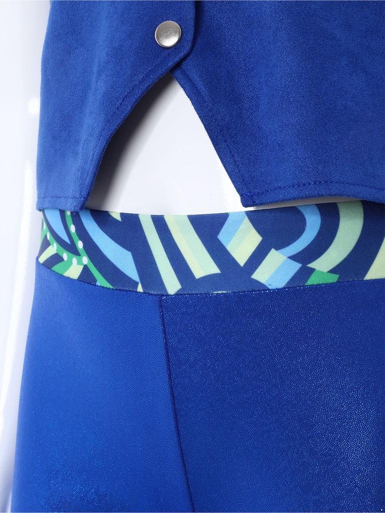 Girls Disco Costume Patchwork Printed Pants Shiny Metallic Elastic Waistbell Bottom Design Role Playing Parties