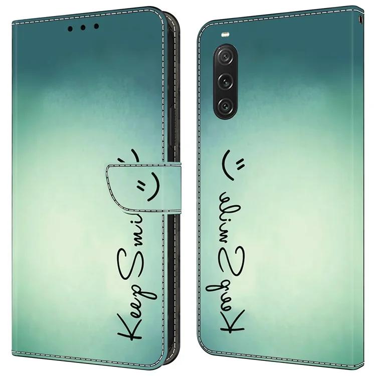 For Sony Xperia 10 V Wallet Phone Case Pattern Printing PU Leather Flip Cover - Flower Vine