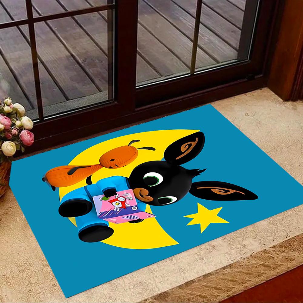 Bing Bunny And Friends Themed Anti-Slip Rugs - Polyester Home Decor, Suitable for Bedrooms, Living Rooms, Doorways, Studios, and Decorations