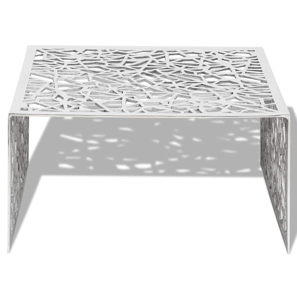 Vidaxl Ażurowy Stolik Kawowy Z Aluminium, Kolor Srebrny
