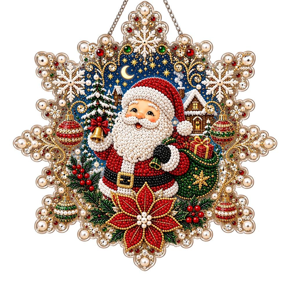 Snowflake Shape Christmas Hanging Ornament Acrylic Board Hanging Suncatcher  Home Wall Hanging