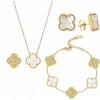 3PCS New Diamond Studded Clover Necklace Bracelet Earring Set