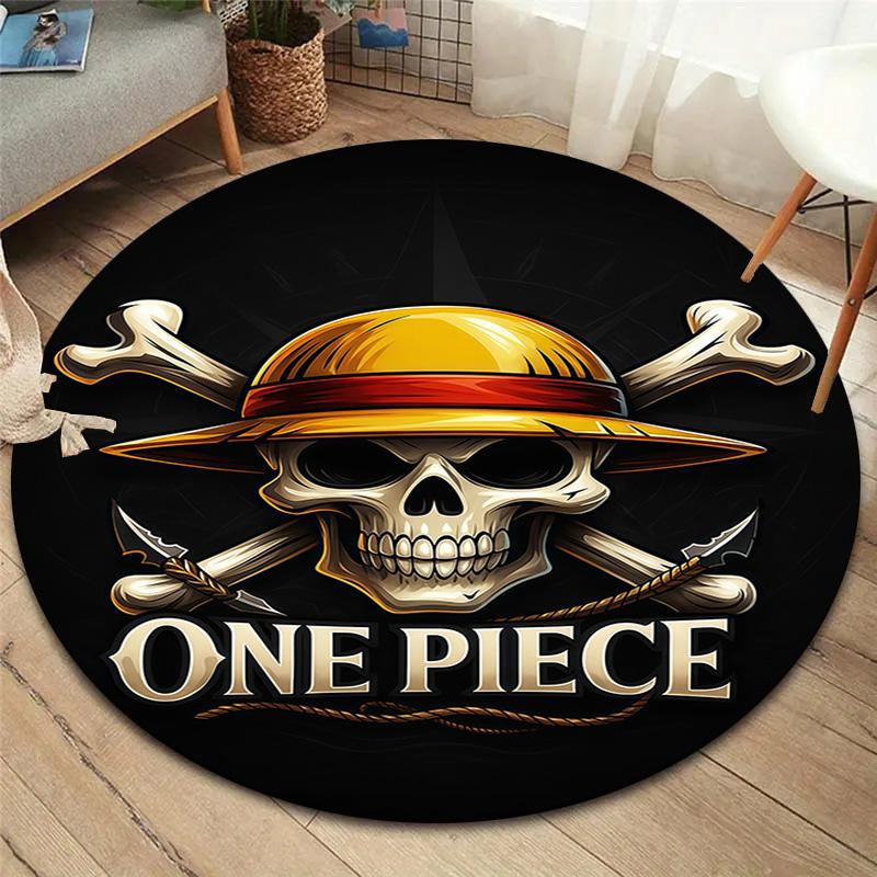 One Piece Logo Round Area Rug Carpet Rug For Living Room Bedroom Sofa Playroom Decor Nonslip Floor Mat