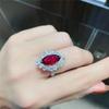 Trendy Simulated Red Tourmaline Horse-Eye Open Ring for Women – High-End Fashion Diamond Ring