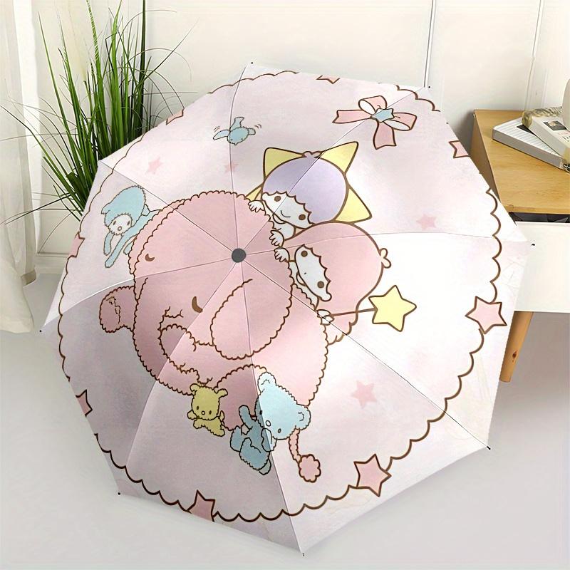 Little Twin Stars, Sanrio Characters Automatic opening and closing folding umbrella with 8-rib frame and compact travel design, perfect for