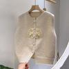 Женский вязаный жилет Весенний дизайн Круглый вырез Вышитый Внутренний жилет Топ