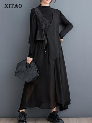 Шифоновый комплект нестандартной формы в китайском стиле из двух предметов DMJ4141