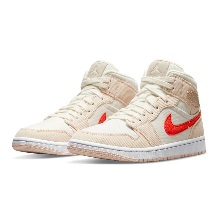 Air Jordan 1 Mid SE Corduroy Женские кроссовки Cream Sail Orange-Quartz DA8009-108