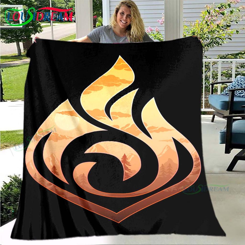 Горячий плед с узором рун Genshin Impact, тонкий фланелевый плед, портативный плед для дома, путешествий, офиса, на обеденный перерыв, подарок на день рождения