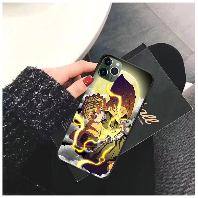 Чехол для телефона Demon Slayer Agatsuma Zenitsu Anime для iPhone 14 13 12 11 Pro MAX X XS Max XR Mini SE 7 8 Plus Black Funda Coque