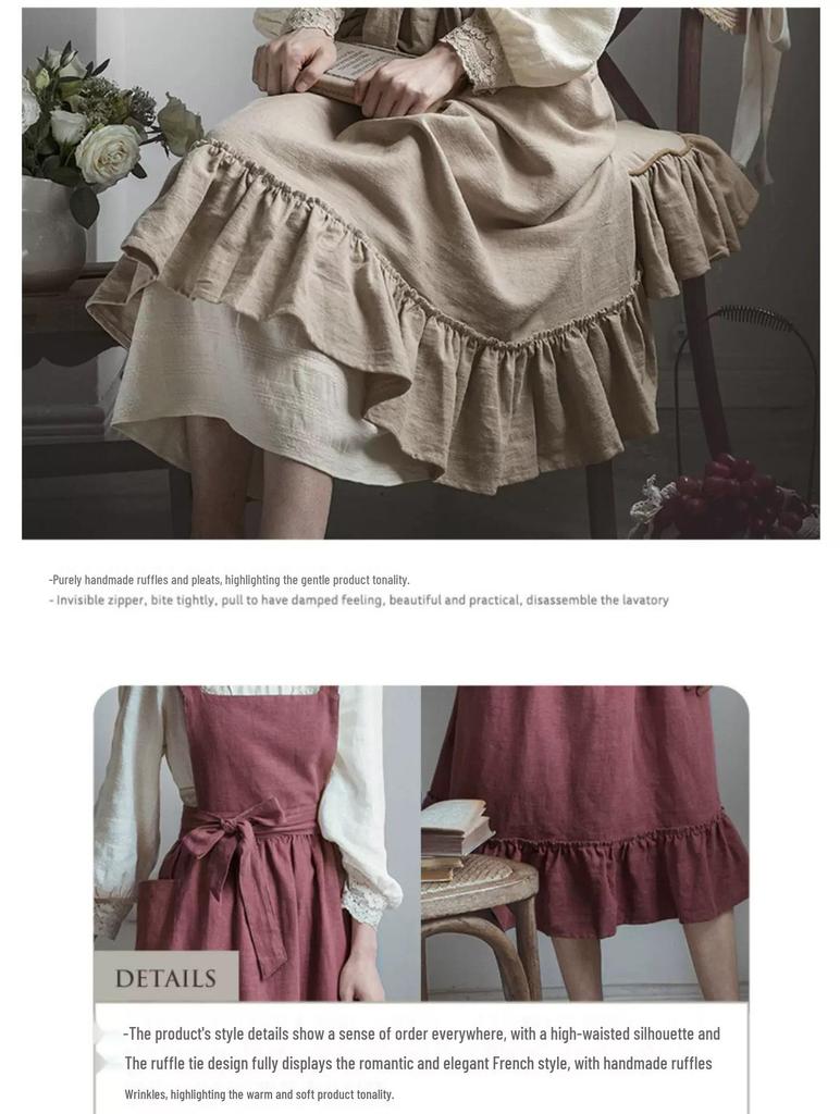 Скандинавский однотонный фартук в стиле французской пасторали, маслостойкий, для приготовления пищи на кухне