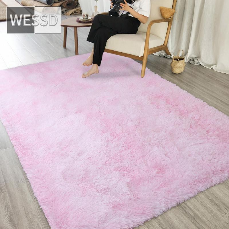Плюшевый ковер для гостиной с градиентным разноцветным лохматым мягким напольным ковриком в спальне, лохматый ковер для детской комнаты