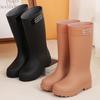 Модные женские резиновые сапоги с высоким голенищем, на платформе, на танкетке, нескользящие, из ПВХ, для дождливой погоды, для улицы, для поездок на работу, резиновая обувь, обувь для путешествий