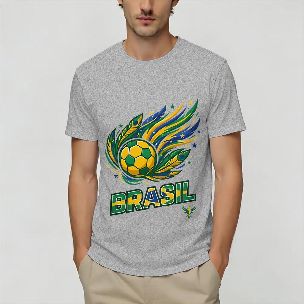 Brazil 2026 Soccer Tshirt Beach Trending Tshirts Unisex Cotton Round Neck 4xl 5xl 6xl Clothing Shortsleeved Aesthetic Tshirt