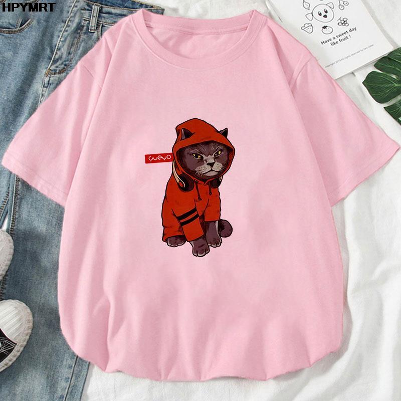Летняя уличная одежда Harajuku Fashion женская одежда с мультяшным принтом футболка женская для девушек мягкая уютная повседневная милая рубашка с коротким рукавом Kawaii