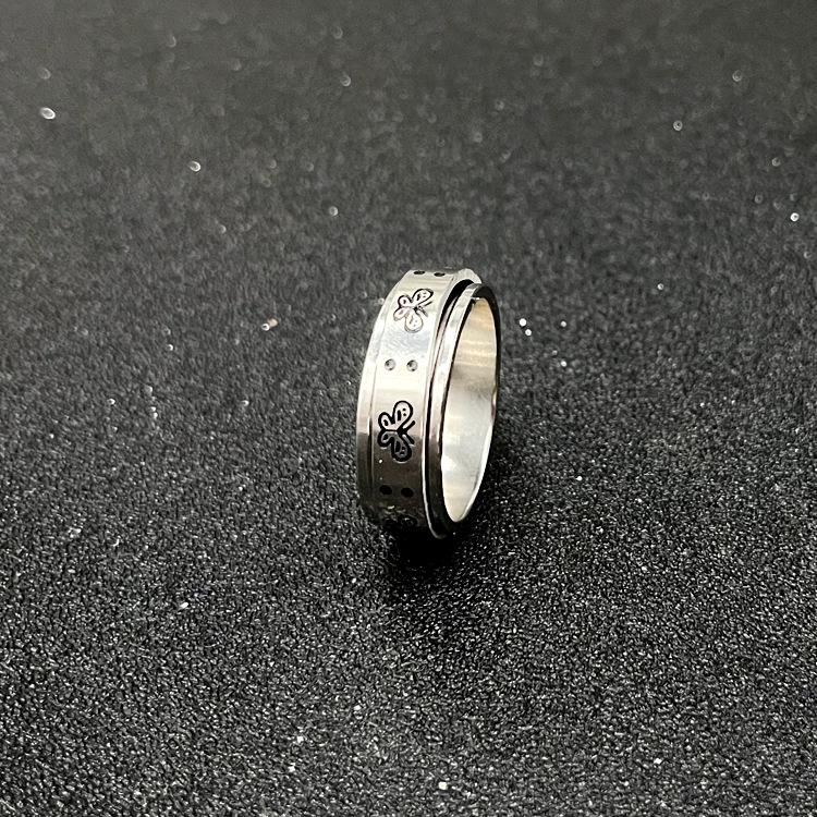 Вращающееся кольцо из нержавеющей стали с гравировкой: Модные, Прочные, Снимающие Напряжение Украшения.