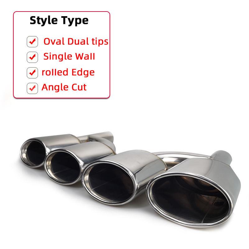 Stainless Steel H-Type Muffler Tip for Mercedes-AMG W204 C-Class Quad Exhaust.