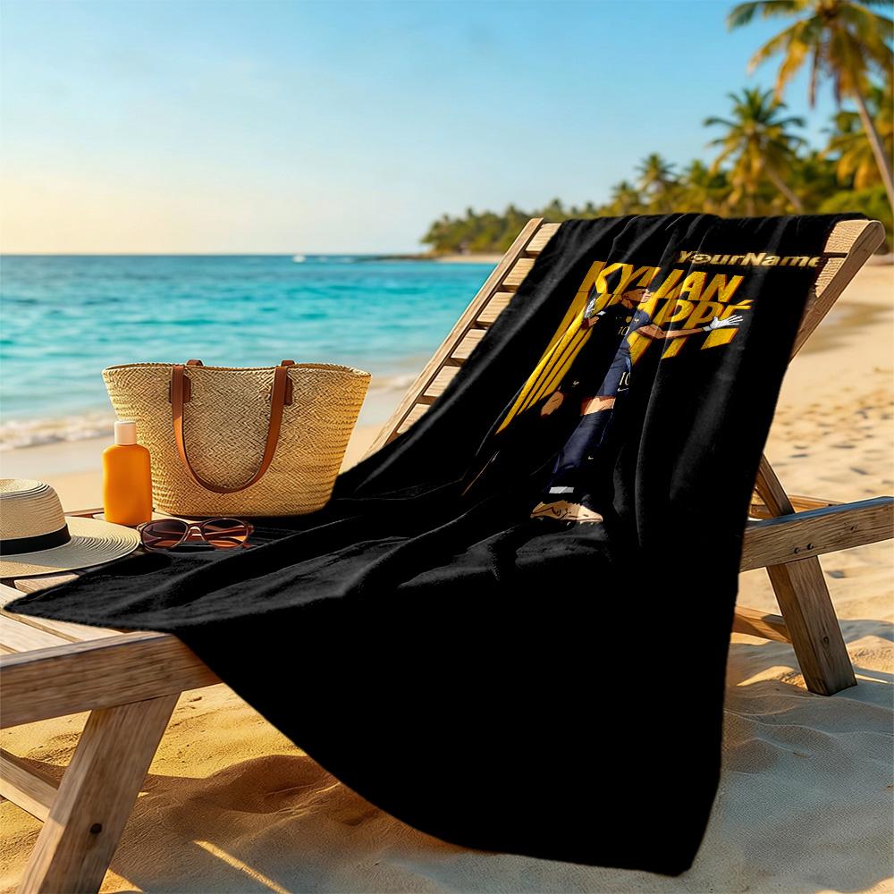 Mbappe Customize Your Name Beach Towel High Absorbency & Quick-Dry Ideal for Travel Outdoor Swim Pool Yoga Surf Camping Hiking Gym Gift Holiday