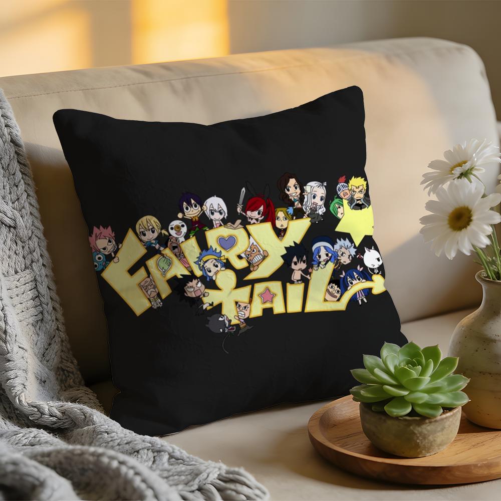 Classic Comics Anime FFAIRY TAIL Cushion Cover Washed Linen Soft Breathable Decorative Case For Sofa Home Pillow Cover