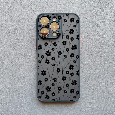 Черный Чехол для Телефона с Цветочным Принтом для iPhone 13 12 Mini 11 Pro Max 16 15 14 Pro Max Plus XR XS X 7 8 SE2 Матовые Ударопрочные Чехлы
