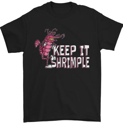 Keep It Shrimple Забавная футболка для мужчин с креветками 100% хлопок