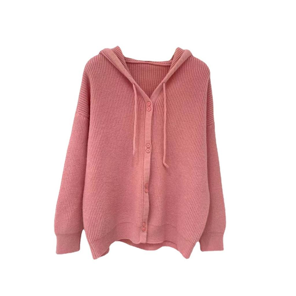 Осенне-зимний женский свитер с капюшоном, вязаный кардиган, мягкий свободный свитер, пальто, топ с длинными рукавами