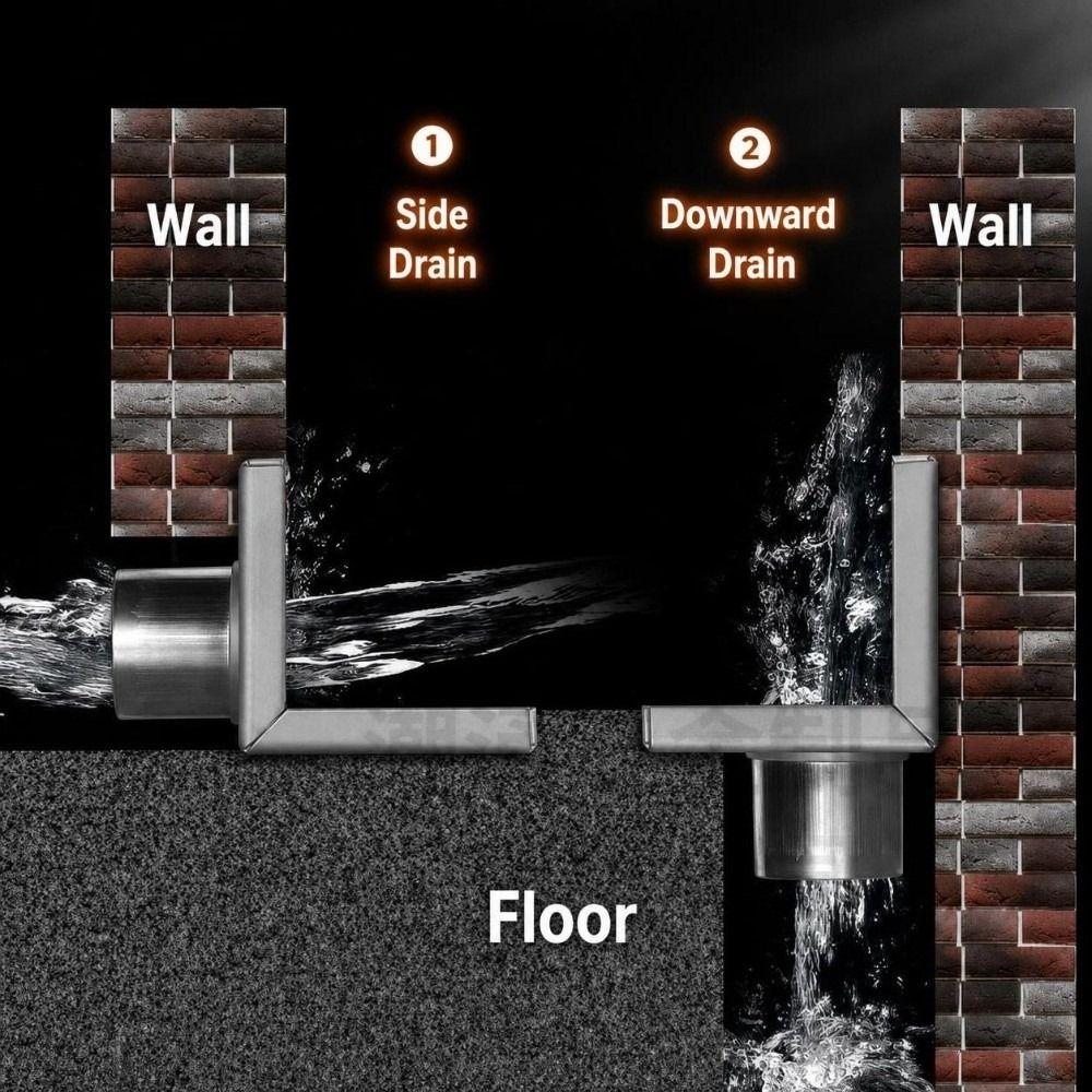 L Shape Corner Floor Drain SUS304 Stainless Steel Wall Drain Modern Floor Drain  Bathroom