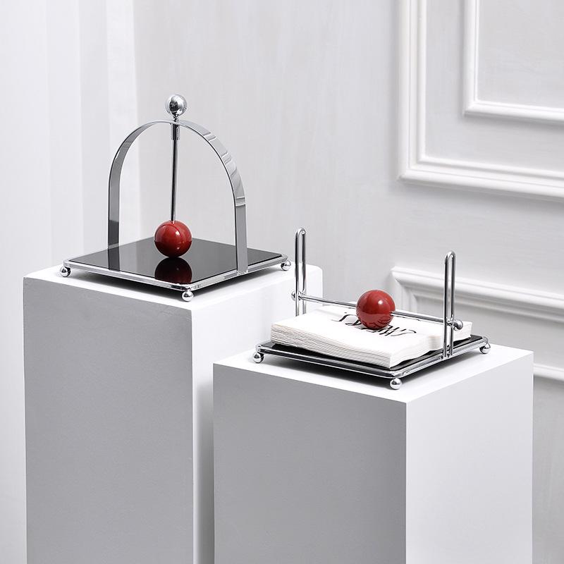 Luxury Mid-Century Silver Tissue Holder for Restaurants & Hotels