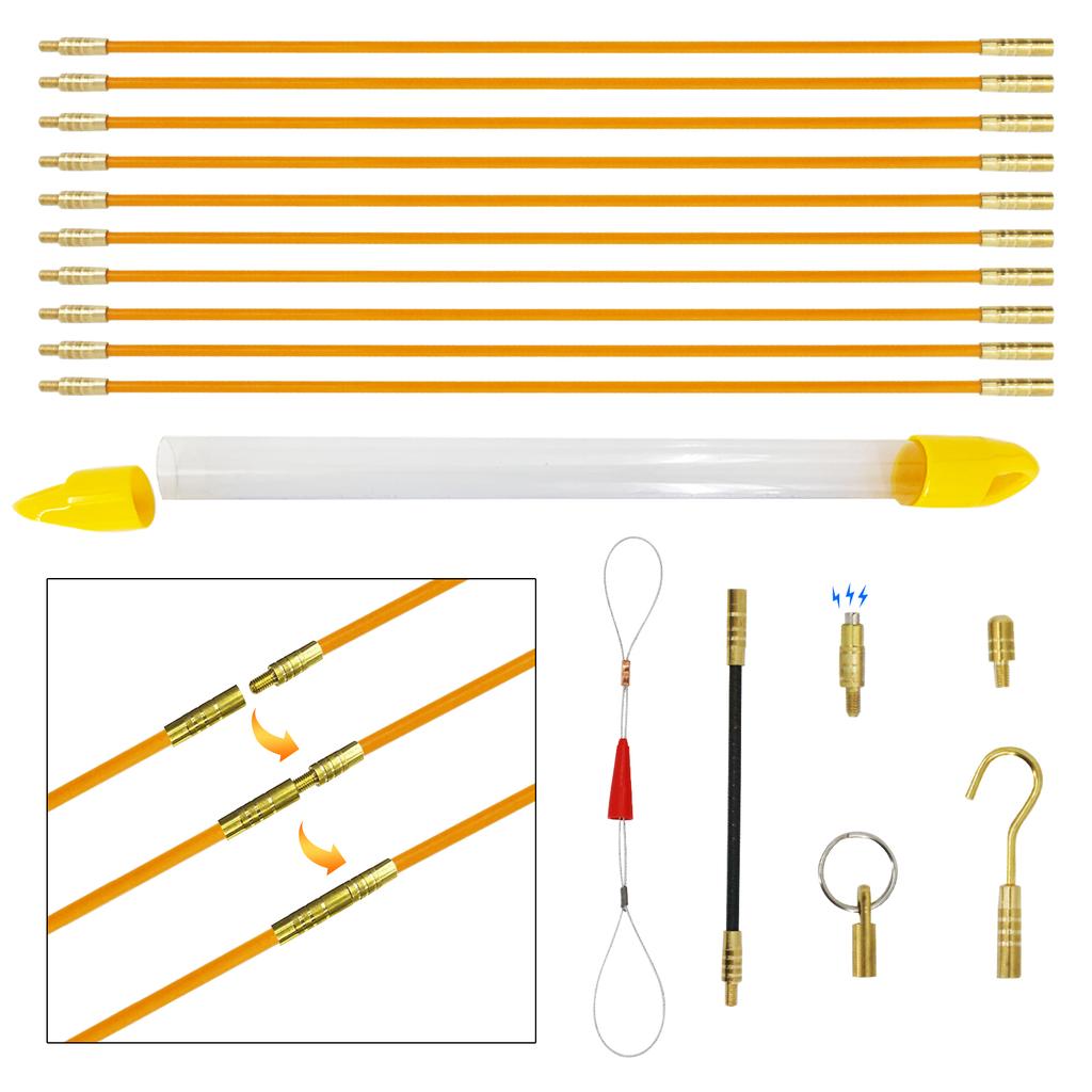 4mm*33cm Multi-function Fiberglass Push Pull Rod with Hook and Hole Tips Hand Tool