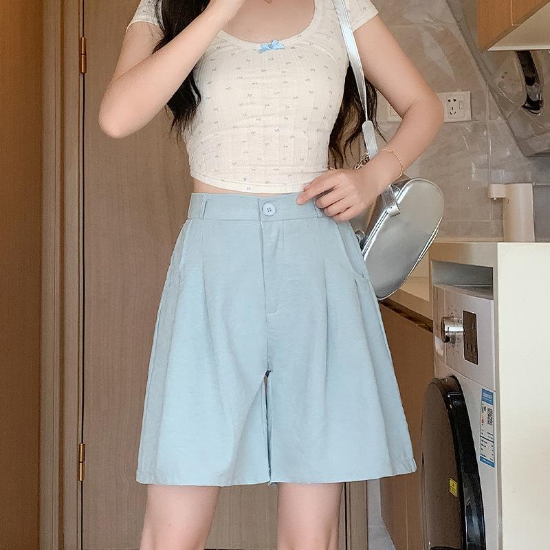 Suit Shorts Women's Summer Thin High Waist Casual Loose Drape Thin Wide Leg Five-point Pants