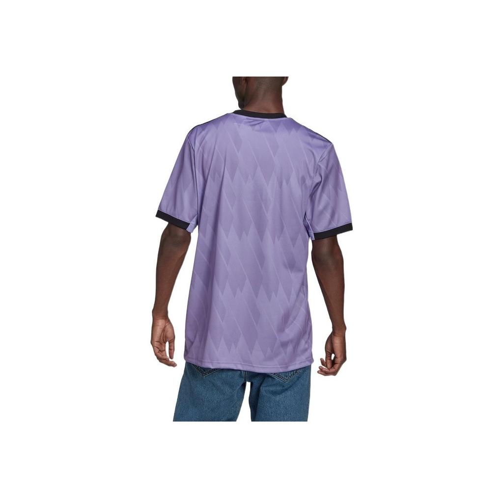 Adidas Real Madrid Fan Edition Logo Print Round Neck Short Sleeve Soccer Jersey Men Tops Purple H18489