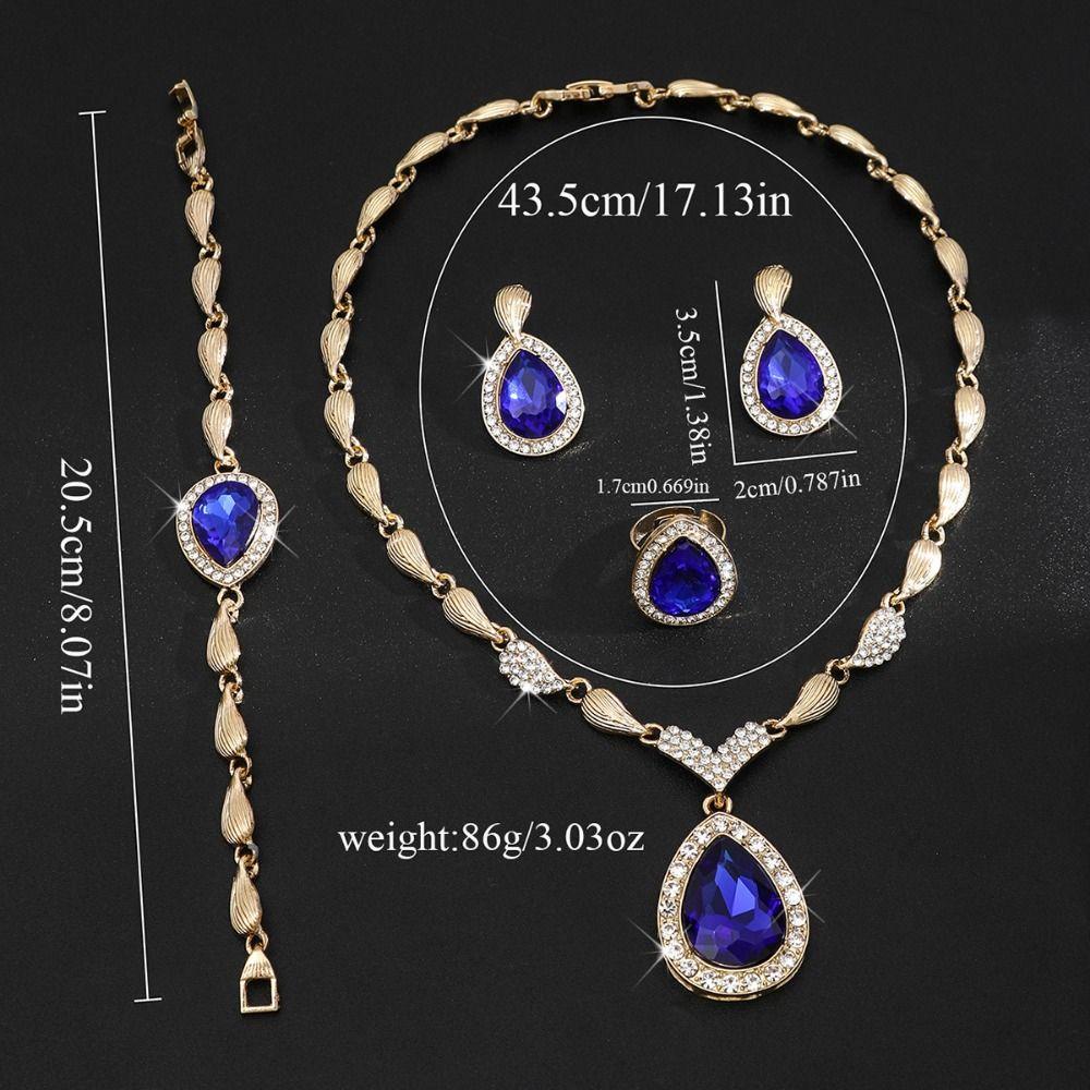 Water Drop Pendant Rhinestone Inlaid Jewelry Set Light Luxury Women Jewelry Set Gifts