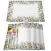 Easter Watercolor Plants Bunny Tablecloth Waterproof Wedding Dining Decor Table Runner Holiday Cake Floral Decor Table Cover